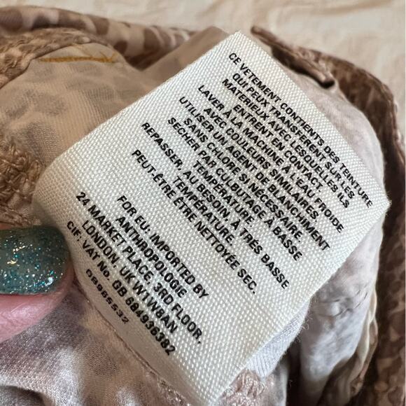 by Anthropologie The Wanderer Animal Print Pants Belted Straight Leg Tan 32 - Picture 11 of 14
